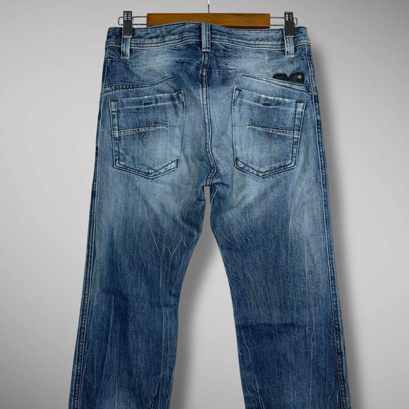 Diesel Jeans Mens 28x32 Blue Darron Regular Slim Tapered Denim Pants Faded 0814A - Picture 6 of 12